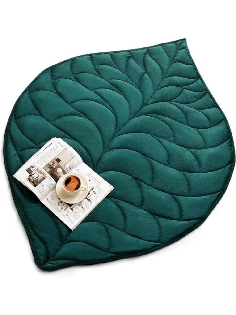Cozy 7 lbs Weighted Lap Blanket for Adults, 41" x 53", Leaf Pattern, Green